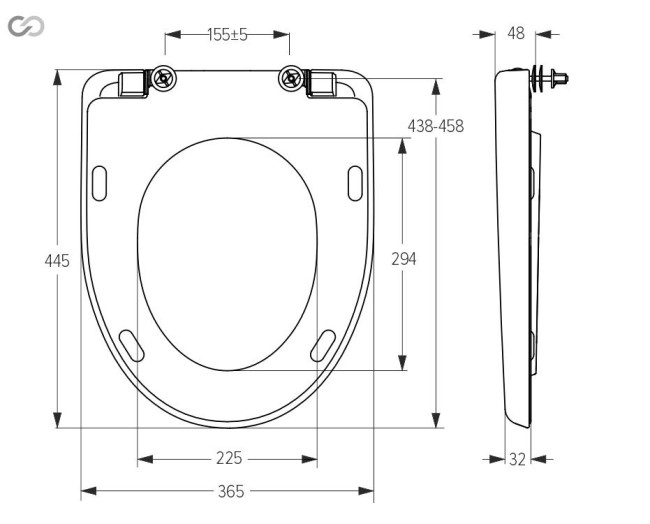 Capac vas WC metal fix.(SPM-6), 365х445мм