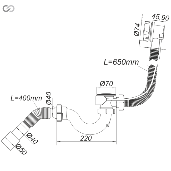 Sifon cada reglabil (V0210) SoloPlast